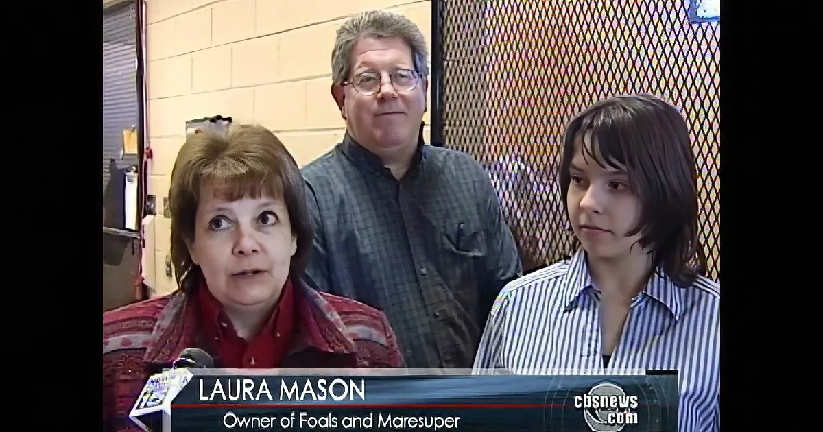 Laura Mason, owner of Foals and Marasup, speaks at a CBS News interview with two others.