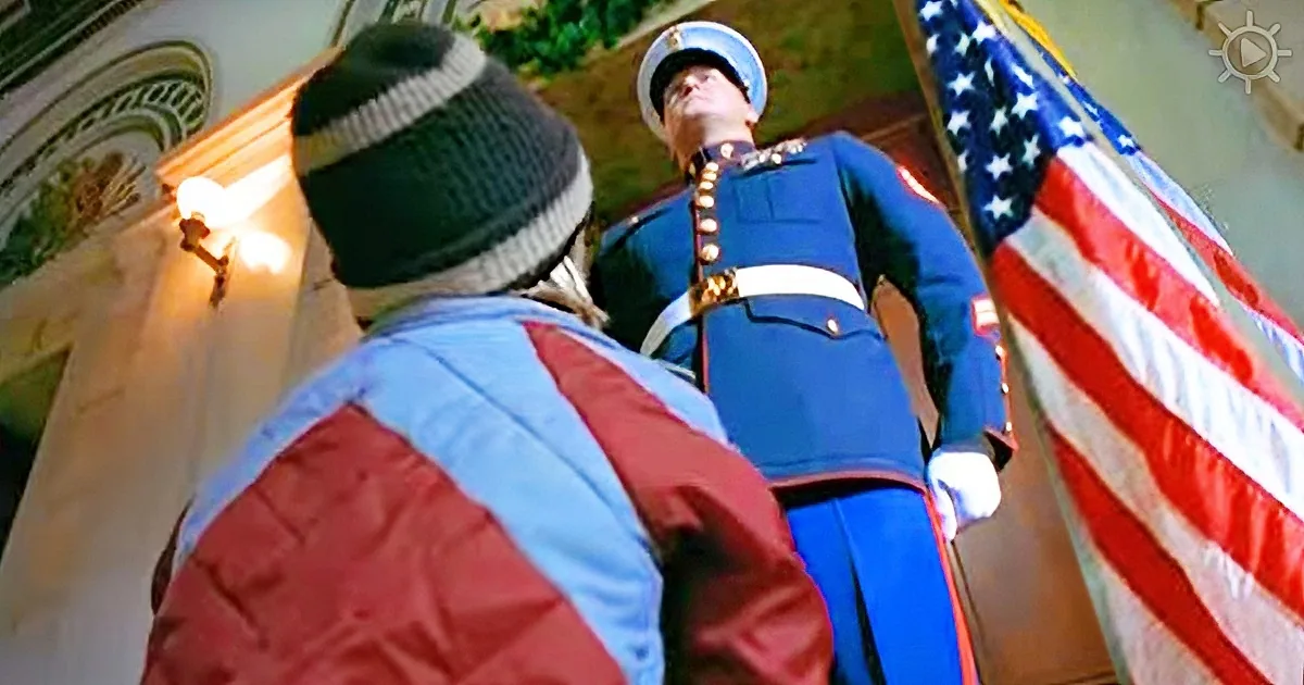 Little Boy Hands Silent Marine His Christmas List. Now Pay Attention to That Marine''s Left Hand