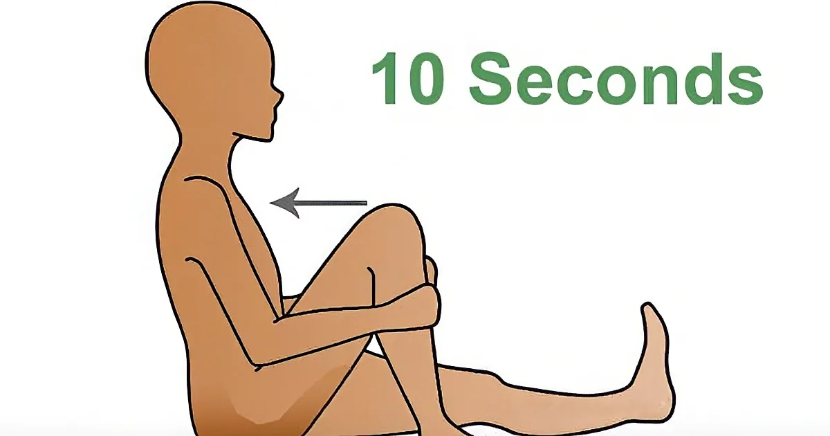 A cartoon figure is in a seated position with legs crossed, and an arrow points to the left with "10 Seconds" text above.