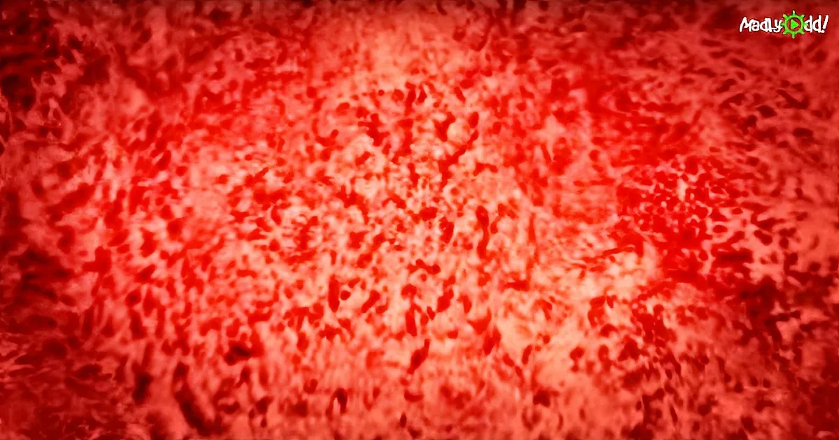 A textured red surface with a grainy, almost flame-like appearance.