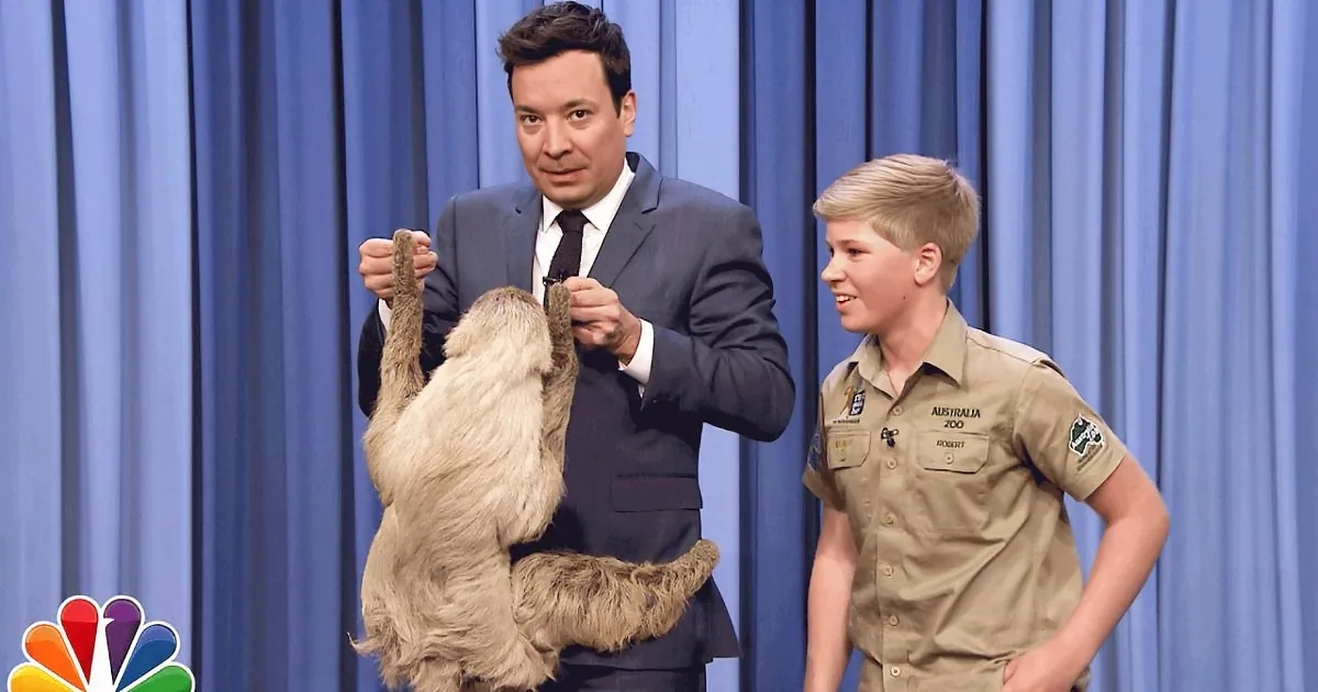 Steve Irwin''s Son Brings a Sloth on ''The Tonight Show''. When He Asks Jimmy to Cuddle It? LOL!