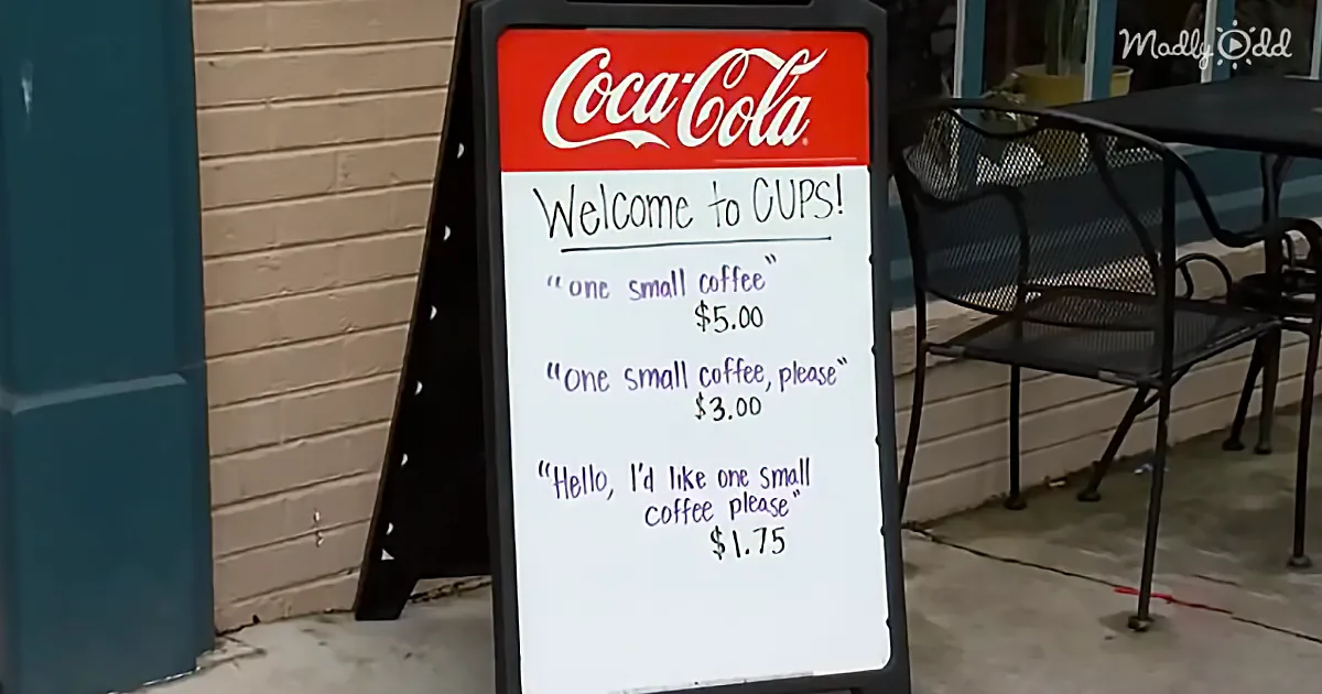 A Coca-Cola sign welcomes customers with coffee prices, offering small coffees for $5, $3, or $1.75.