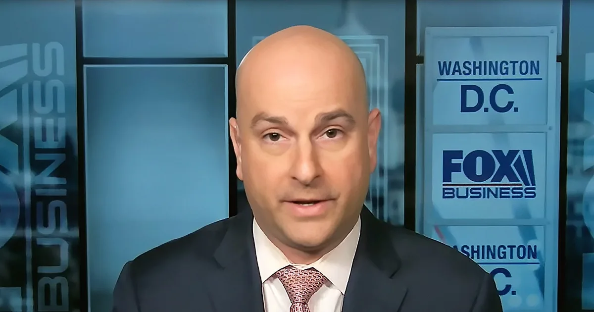A bald man in a suit and tie speaks on Fox Business Network, with "Washington D.C." and "FOX BUSINESS" visible in the...
