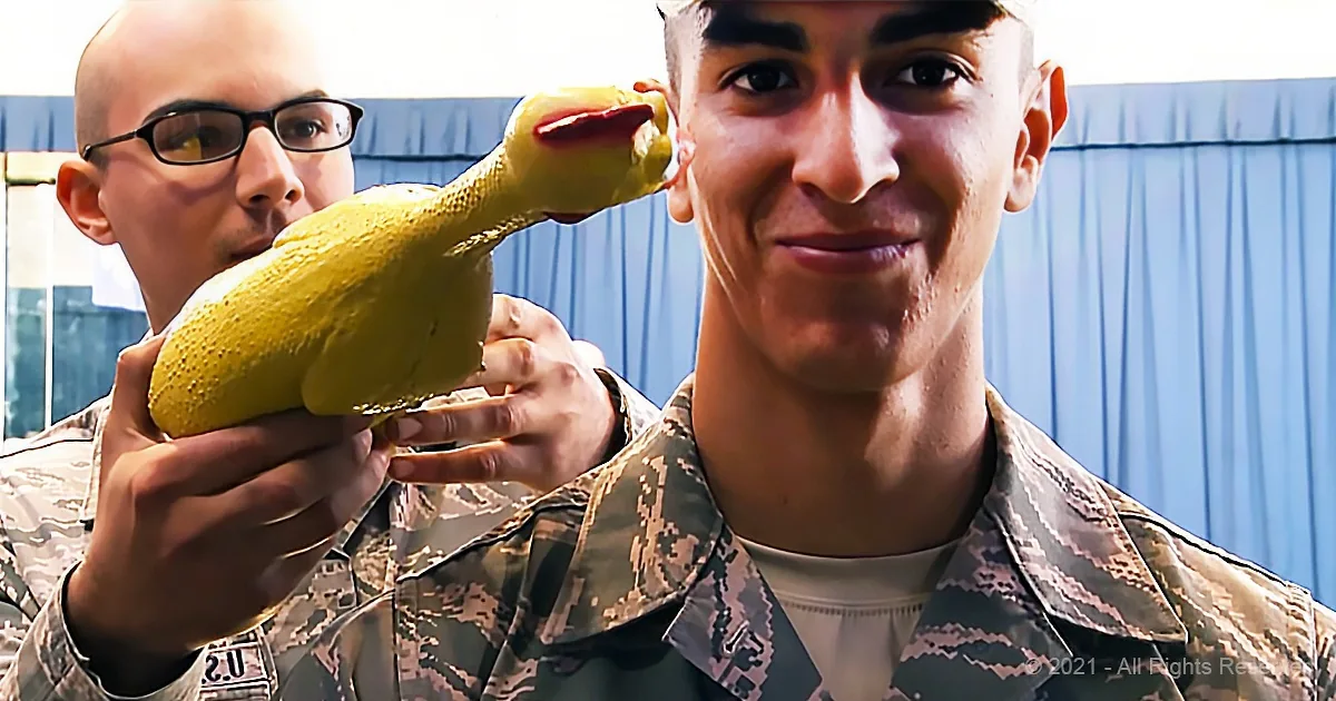 Try Not to Laugh: Usaf Honor Guard Tries Rubber Chicken Test