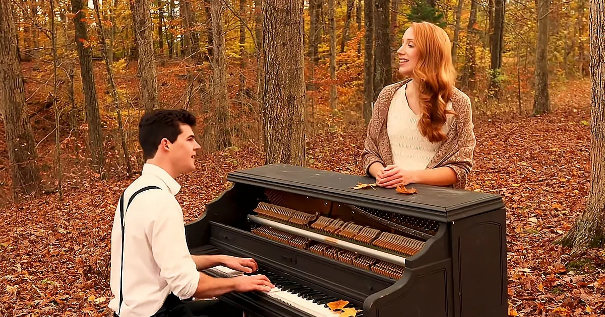 AGT Pianist Plays Disney in an Autumn Forest as Leaves Gently Fall