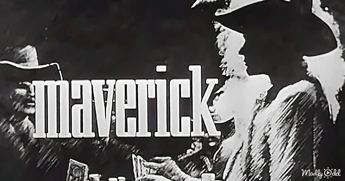 A stylized title "Maverick" with silhouetted cowboys playing poker in the background.