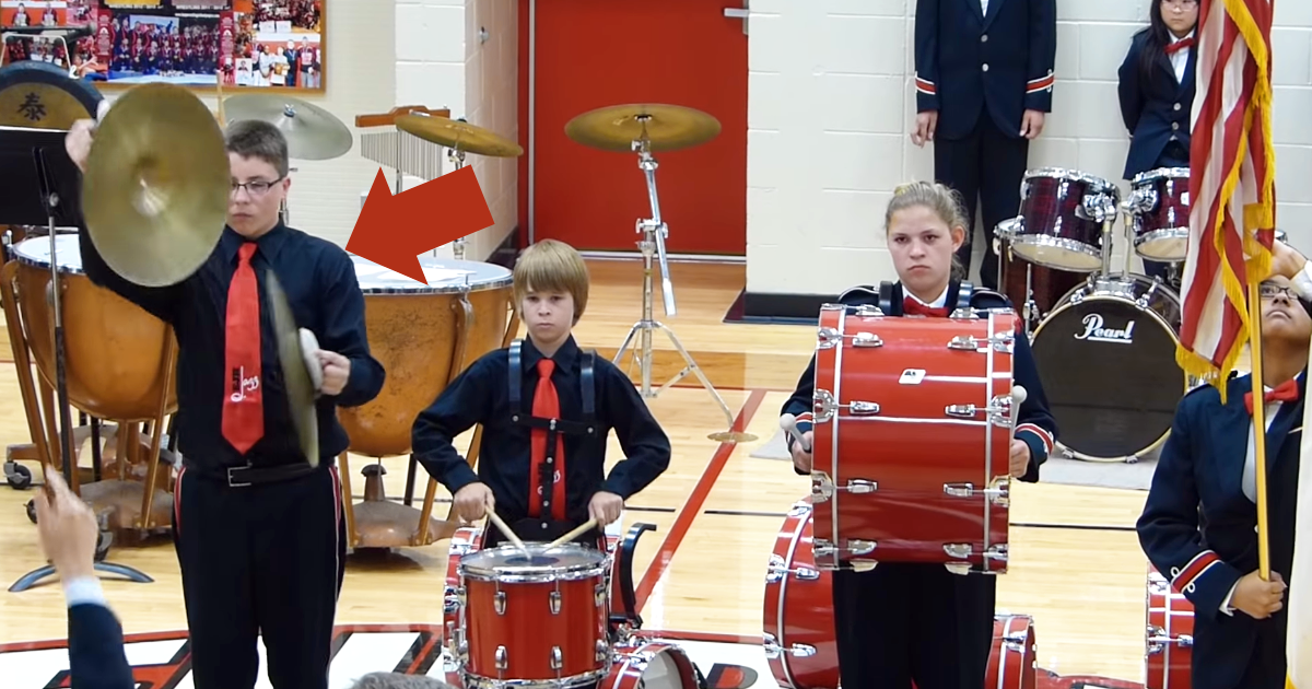 Kid Drops Cymbal During National Anthem, but His Next Move Totally Saves the Show
